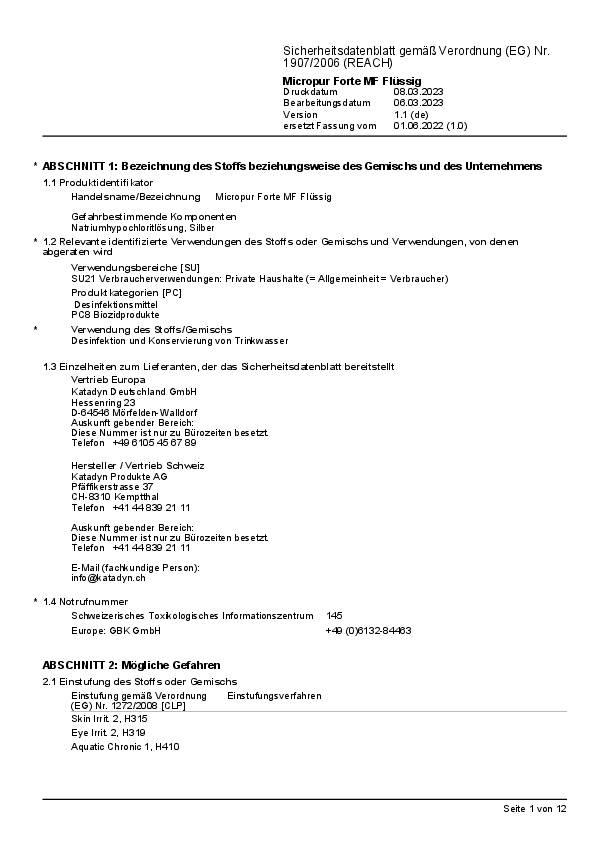 Micropur Forte MF, antibakterieller Zusatz für Tank-Augendusche, 100ml/Flasche