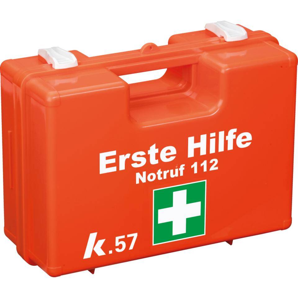 K.57 Erste-Hilfe-Koffer Classic, Schriftzug Notruf 112, Füllung DIN 13157, leuchtorange
