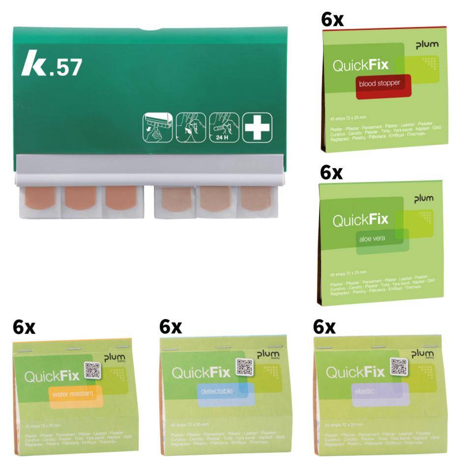 K.57 Vorteils-Set QuickFix elastisch/wasserfest, Nachfüllpacks elastisch, wasserfest, Aloe, Blood, detektierbar