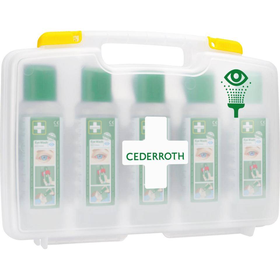 CEDERROTH Augenduschen-Koffer, mit 5 Cederroth Eye Wash 500 ml, 430x103x318mm