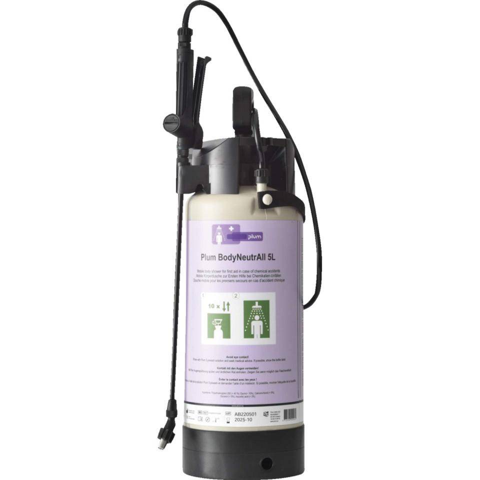 Plum BodyNeutrAll Körperdusche mit Dekontaminationslösung, 5 l/Drucksprühgerät