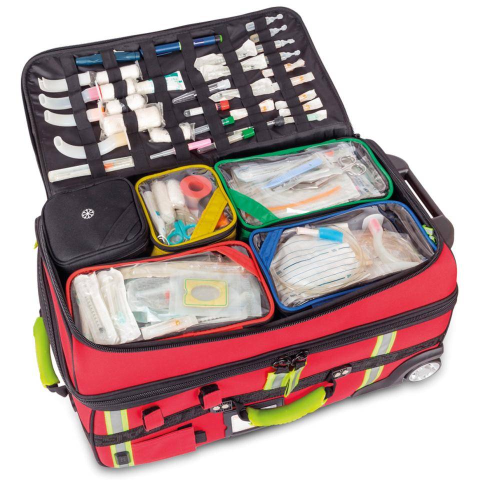 ELITE BAGS Beatmungskoffer mit Trolley-System EMERAIR TROLLEY, rot, 310x350x610mm