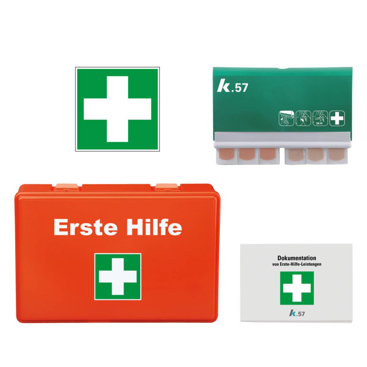 K.57 Vorteils-Set Erste-Hilfe-Kasten Compact,Pflastersp.,Verbandbl.,Rettungsz.