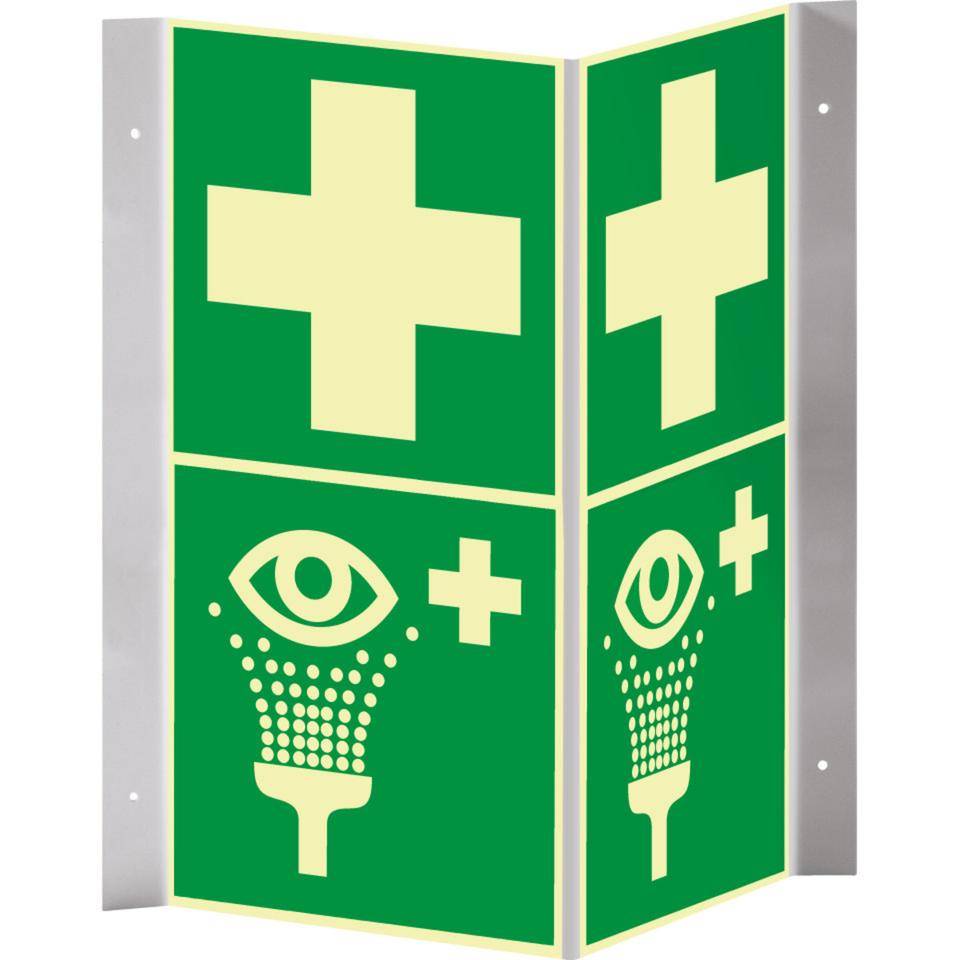 PERMALIGHT® power langnachleuchtend Nasenschild Erste Hilfe/Augenspüleinrichtung, Kunststoff, 200x400mm