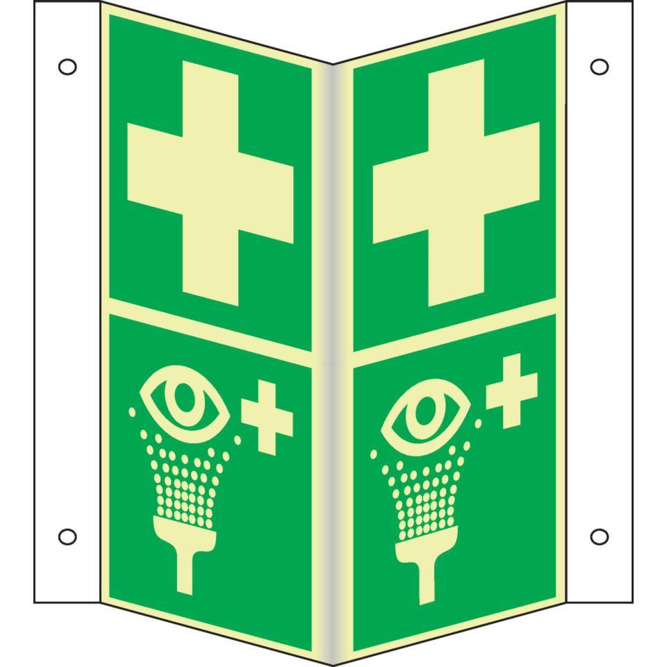 PERMALIGHT® power langnachleuchtend Nasenschild Erste Hilfe/Augenspüleinrichtung, Kunststoff, 200x400mm