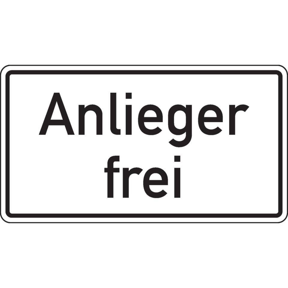 Hinweisschild Anlieger frei, DIN 67520, Aluminium RA1, 600x330mm