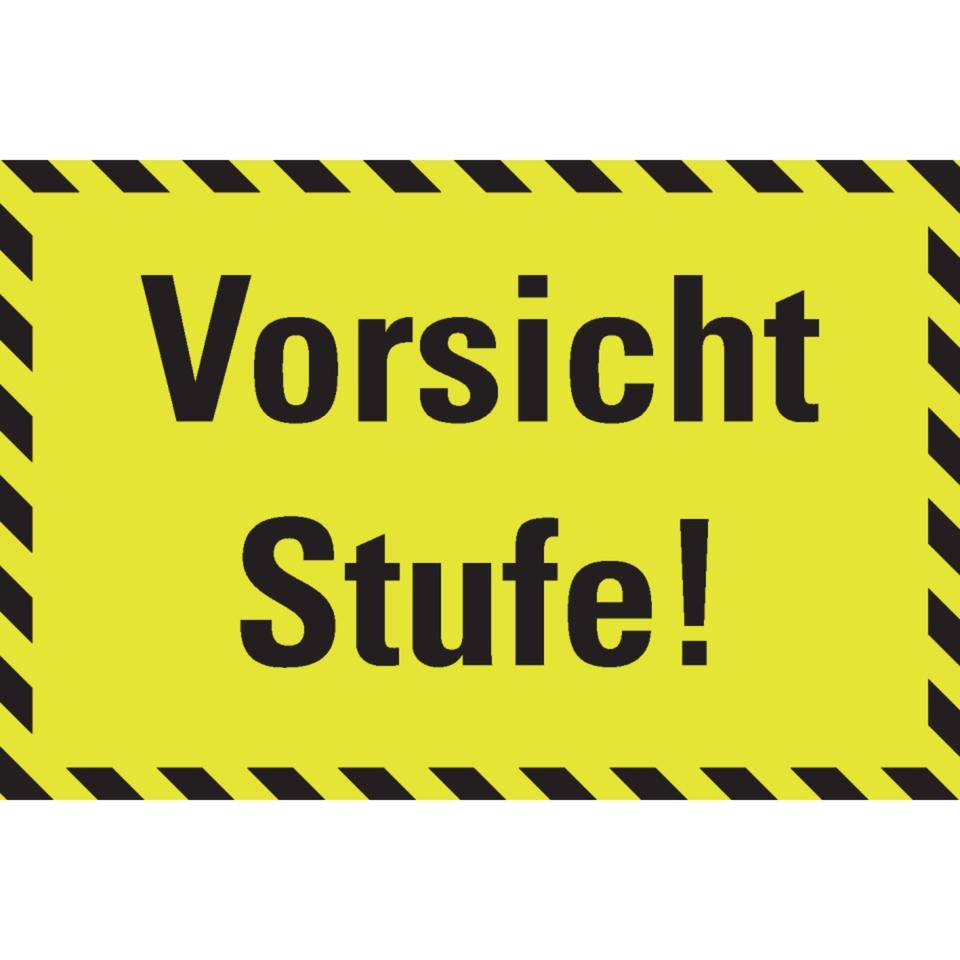 PERMALIGHT® power langnachleuchtend Türhinweisschild Vorsicht Stufe!, schraffiert, Kunststoff, 300x200mm
