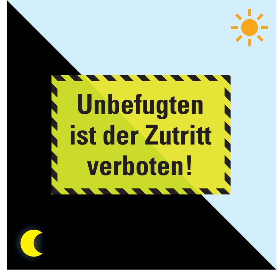 PERMALIGHT® power langnachleuchtend Unbefugten ... Zutritt verboten!, schraffiert, Folie, 300x200mm