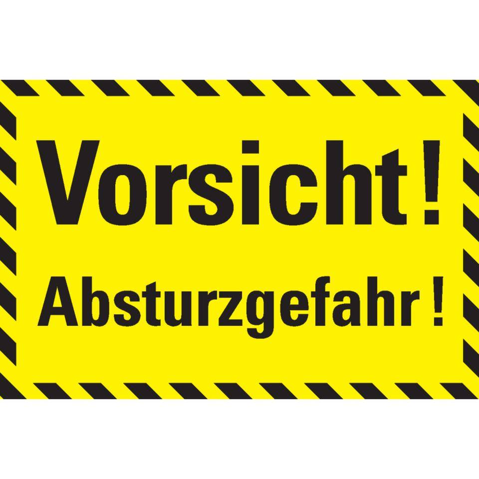 Hinweisschild Vorsicht! Absturzgefahr!, schraffiert, Kunststoff,300x200mm