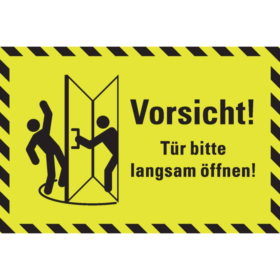 PERMALIGHT® power langnachleuchtend Hinweisschild Tür bitte langsam öffnen, schraffiert, Folie, 300x200mm