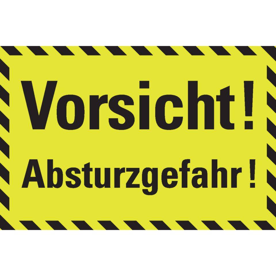 PERMALIGHT® power langnachleuchtend Hinweisschild Vorsicht!Absturzgefahr!, schraffiert Kunststoff, 300x200mm