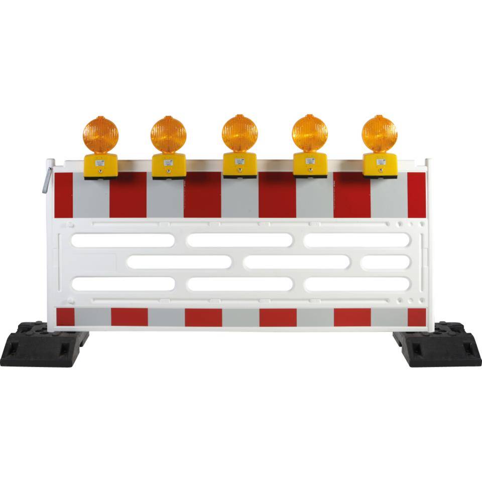 K.57 Vorteils-Set Baustellensicherung RA1, inkl. 2 Fußplatten, 5Baustellenleuchten, gelb, 10 Blockbatterien 4R25