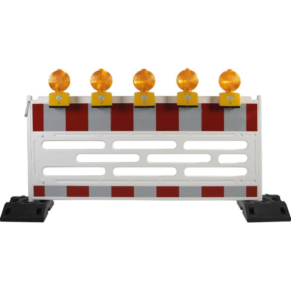 K.57 Vorteils-Set Baustellensicherung RA2, inkl. 2 Fußplatten, 5Baustellenleuchten, gelb, 10 Blockbatterien 4R25