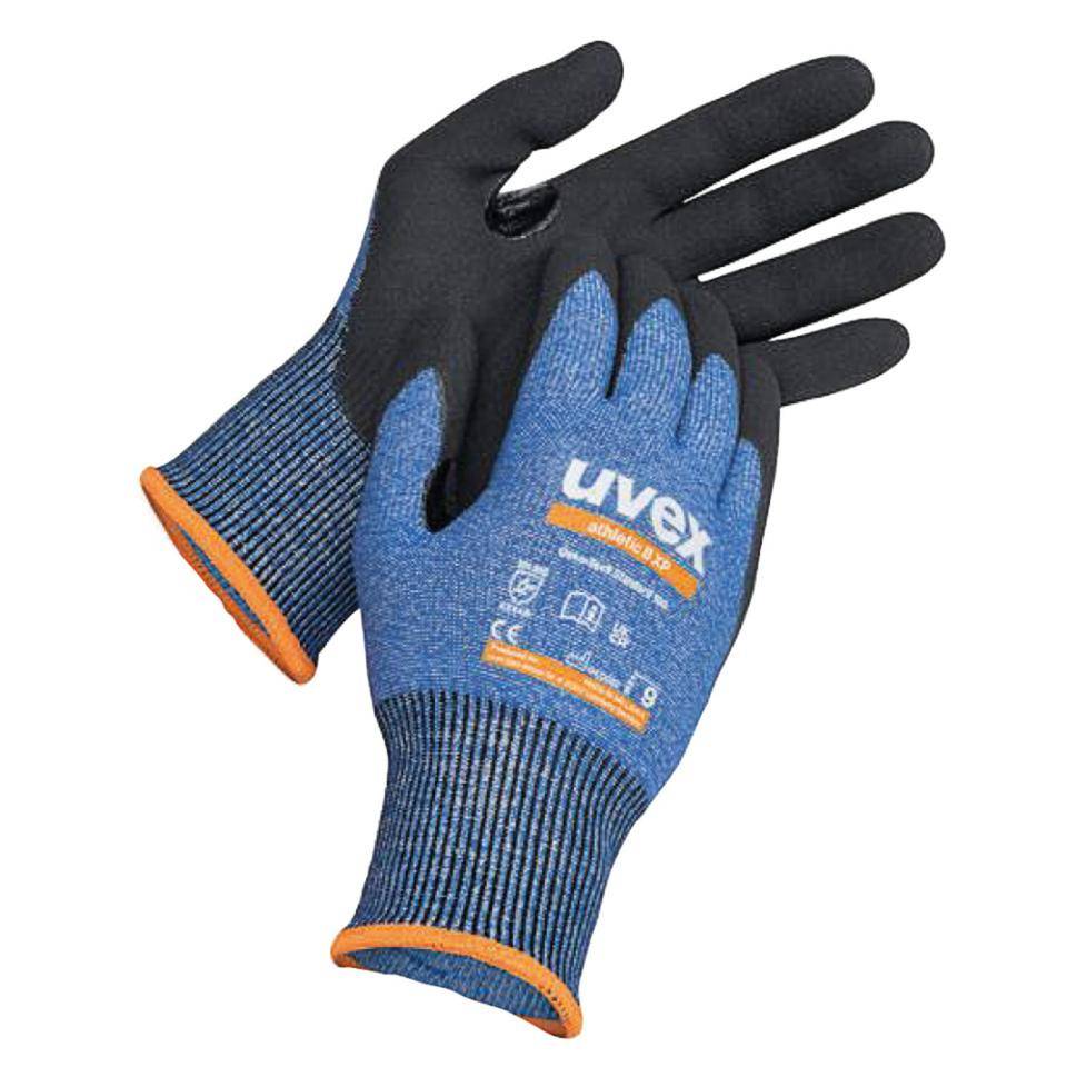 uvex Schnittschutzhandschuh athletic B XP, Kat.II, blau/anthrazit, Größe 6