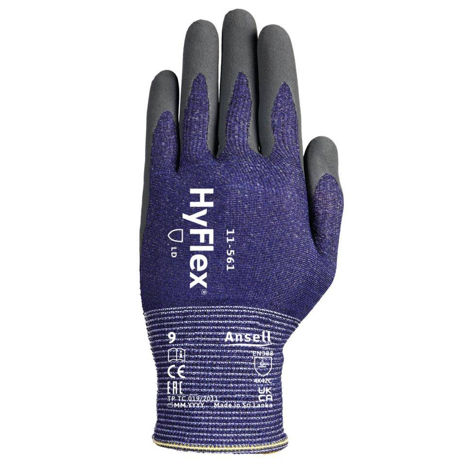 Ansell Schnittschutzhandschuh HyFlex® 11-561, Kat.II, grau, 235mm, Größe 9