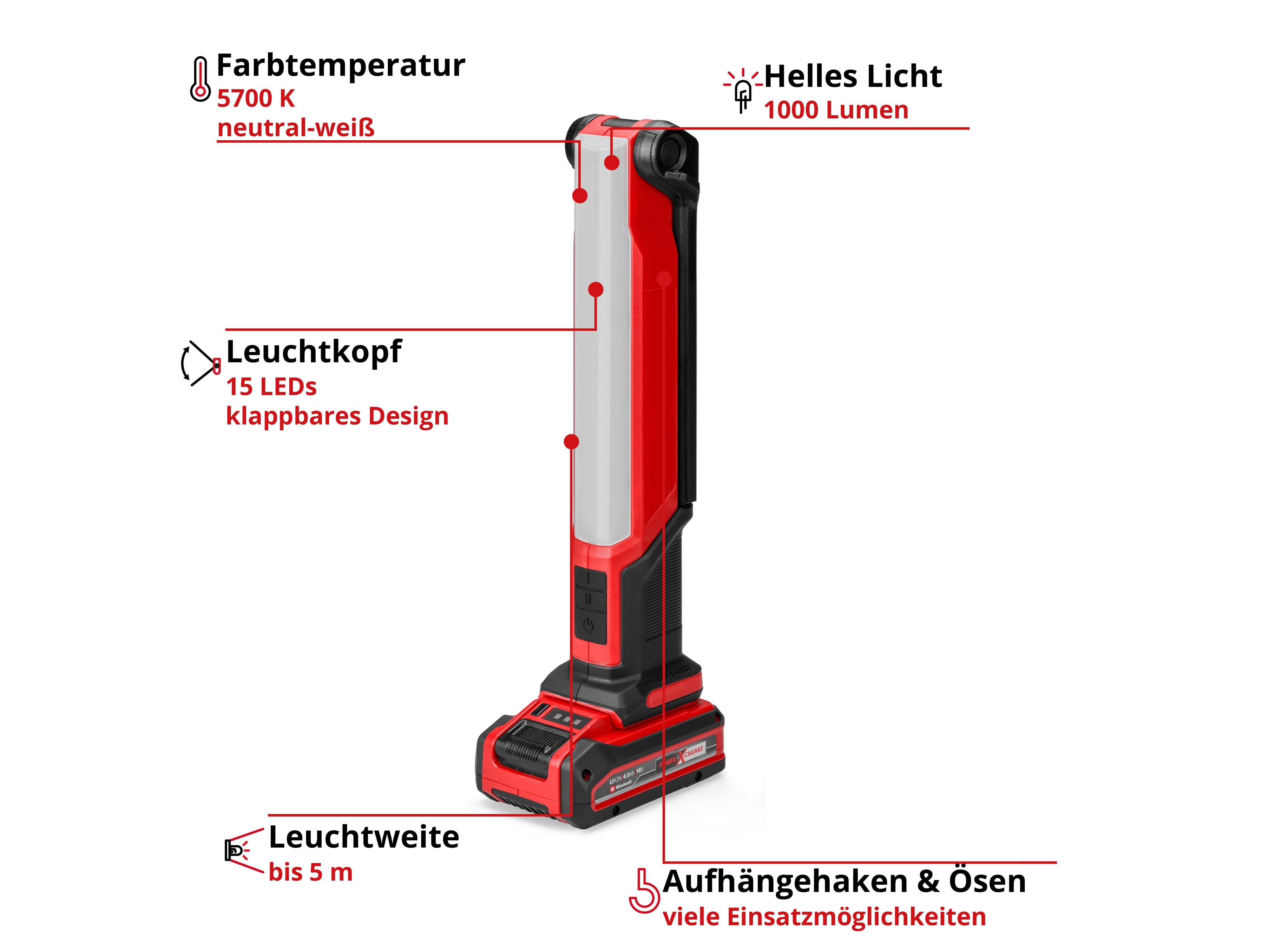 EINHELL Akku-Lampe TE-CL 18/1000 S Li, Solo