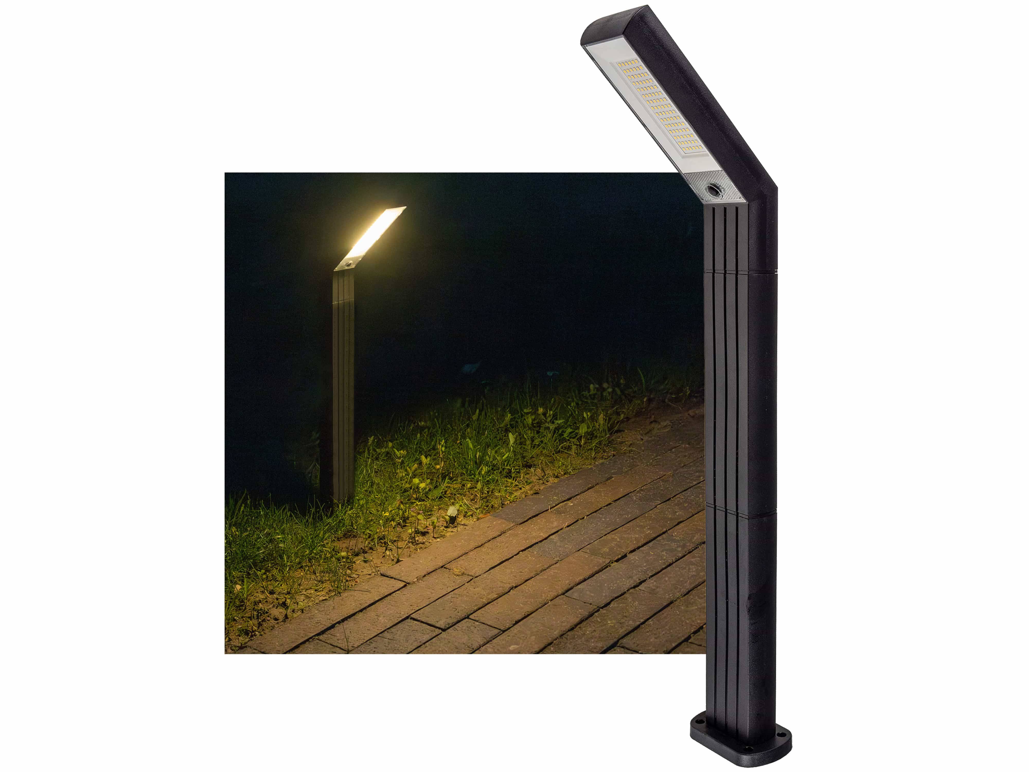 CHILITEC Solar LED-Pollerleuchte SWL-78, 1,8 W, 3000 K, IP44, schwarz