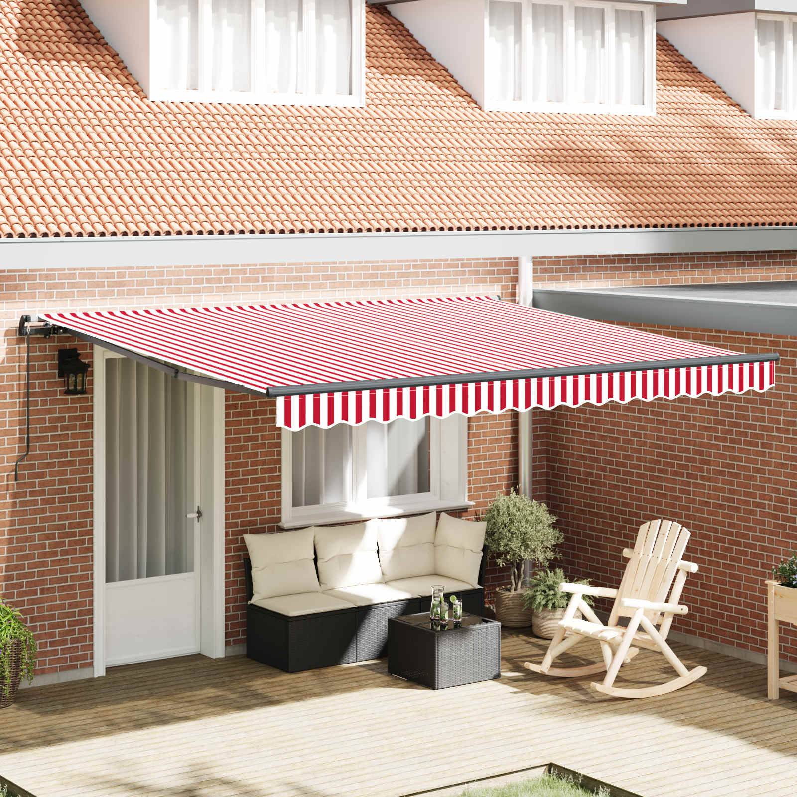 vidaXL Einziehbare Markise Rot und Weiß 400 x 350 cm