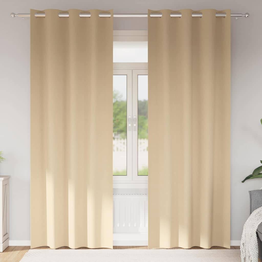 vidaXL Verdunkelungs-Vorhänge mit Ringen 2 pcs Creme 245 x 140 cm