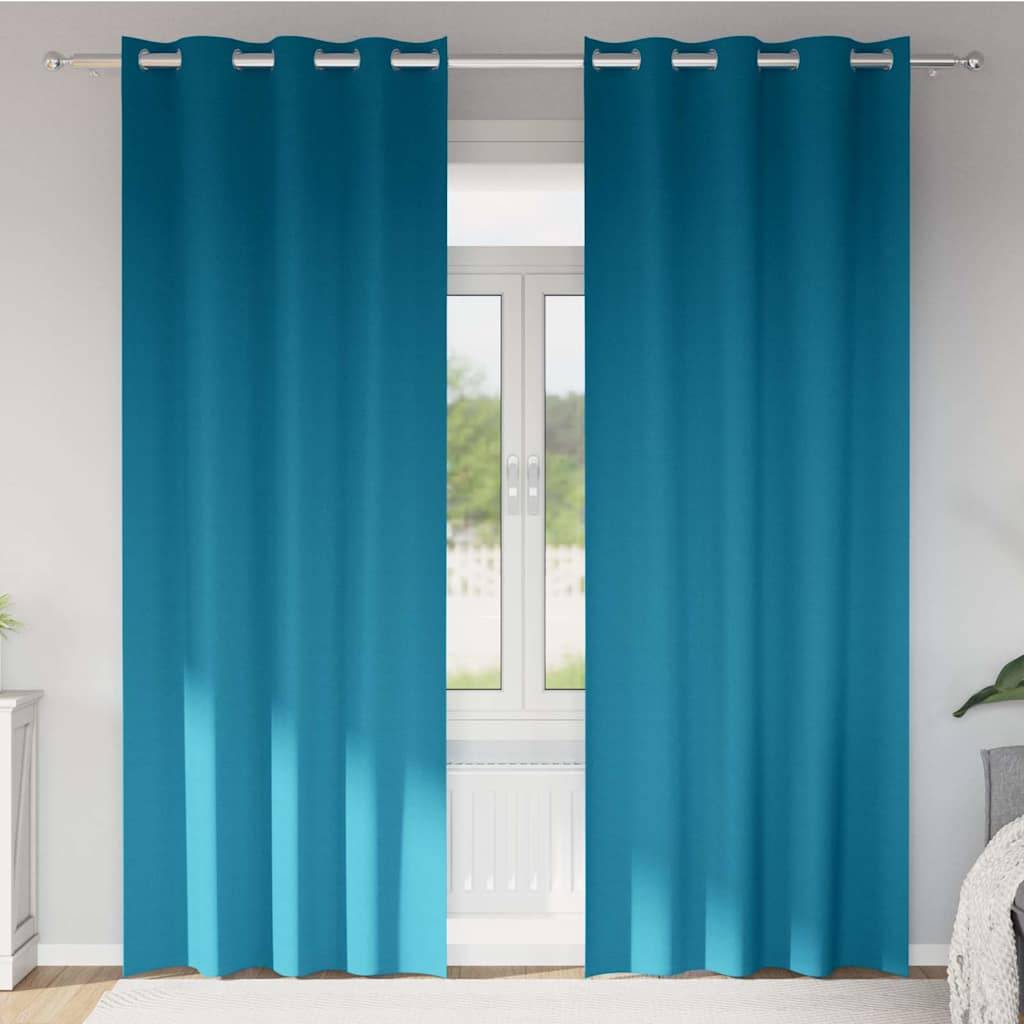 vidaXL Verdunkelungs-Vorhänge mit Ringen 2 pcs Türkis 245 x 140 cm
