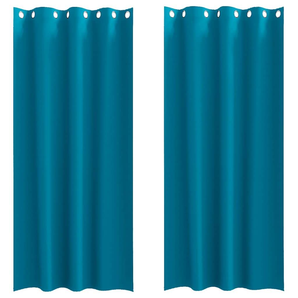 vidaXL Verdunkelungs-Vorhänge mit Ringen 2 pcs Türkis 245 x 140 cm
