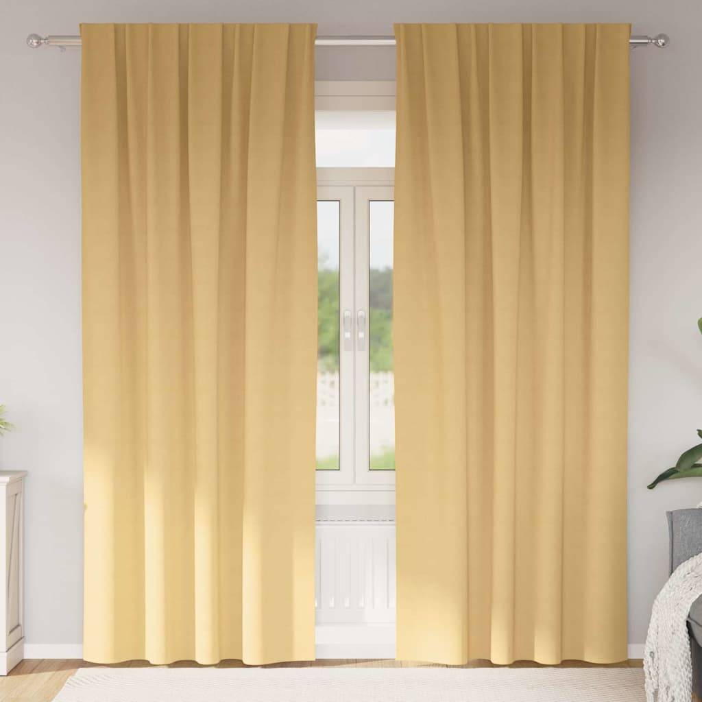 vidaXL Verdunkelungs-Vorhänge mit Ringen 2 pcs Beige 225 x 140 cm