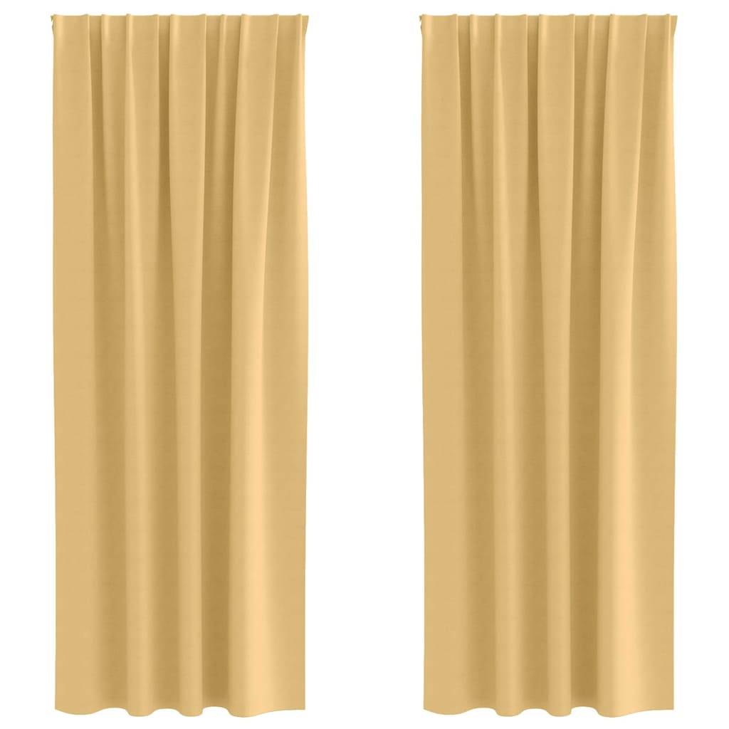 vidaXL Verdunkelungs-Vorhänge mit Ringen 2 pcs Beige 225 x 140 cm