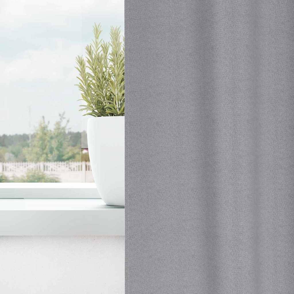 vidaXL Verdunkelungs-Vorhänge mit Ringen 2 pcs Hellgrau 225 x 140 cm