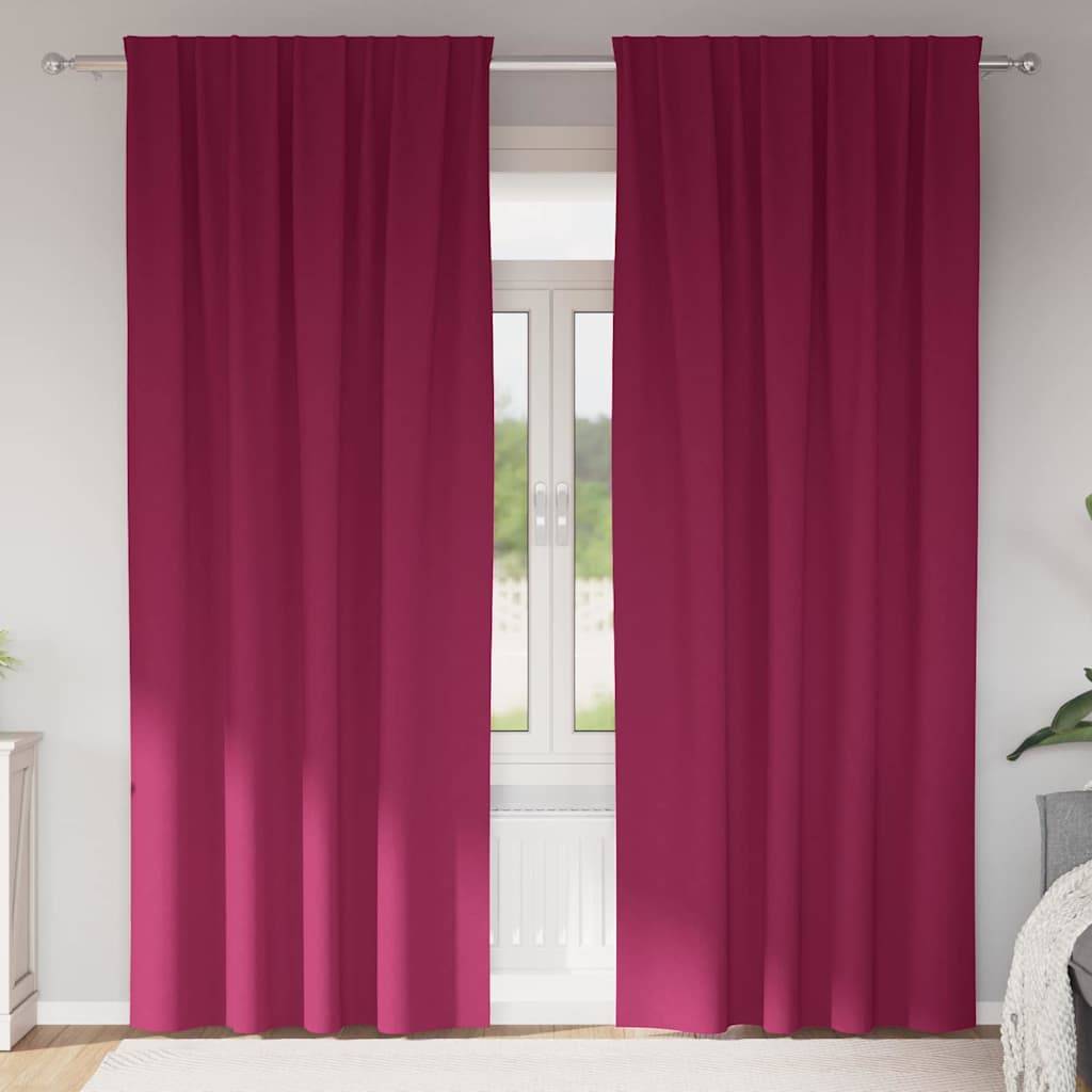 vidaXL Verdunkelungs-Vorhänge mit Ringen 2 pcs Weinrot 245 x 140 cm