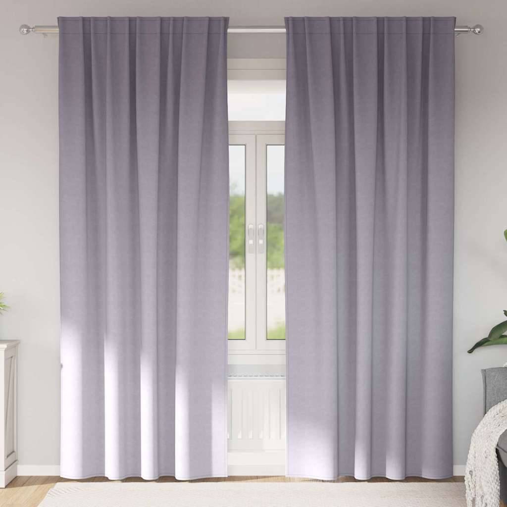 vidaXL Verdunkelungs-Vorhänge mit Ringen 2 pcs Metallic Grau