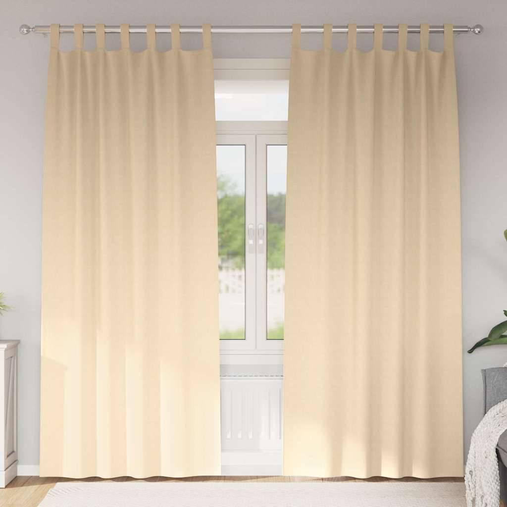 vidaXL Verdunkelungs-Vorhänge mit Ringen 2 pcs Creme 225 x 140 cm