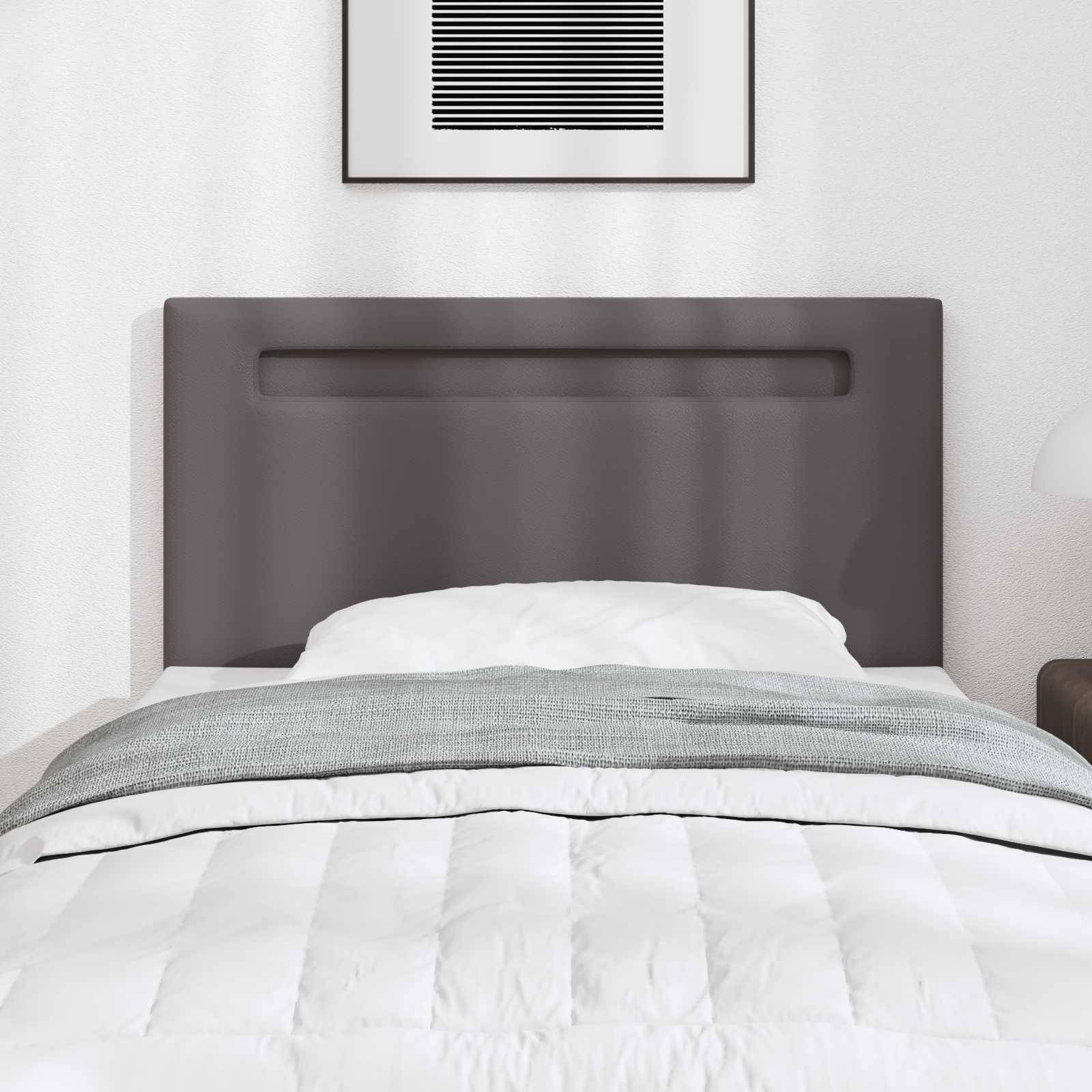 vidaXL LED Kopfteil Grau 90 cm Kunstleder