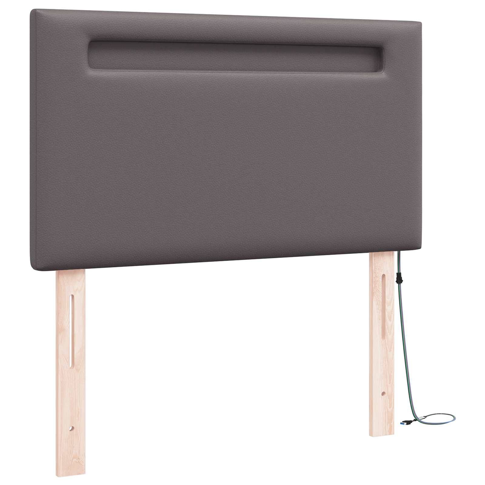 vidaXL LED Kopfteil Grau 90 cm Kunstleder