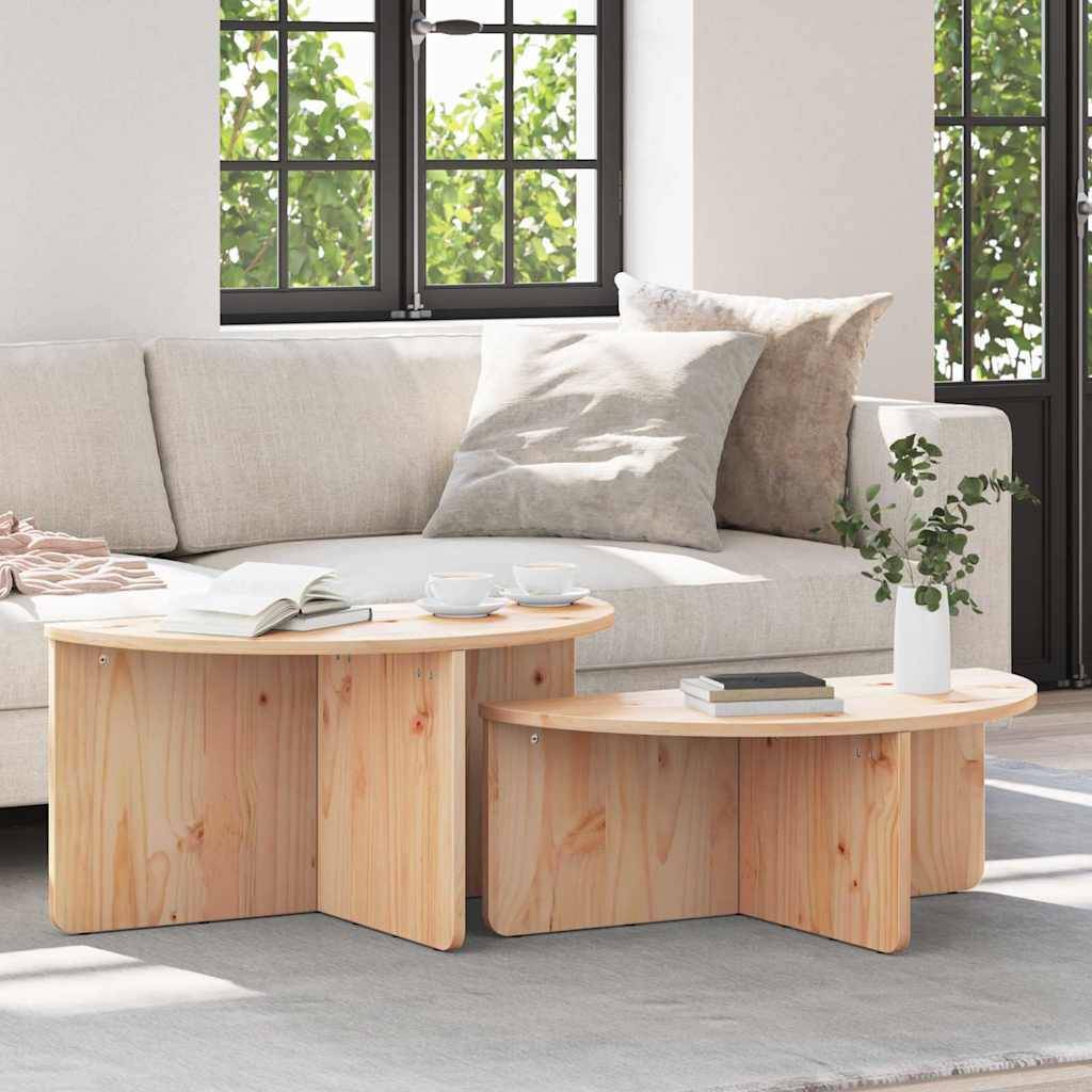 vidaXL Couchtisch 2 pcs Natur Massivholz Kiefer