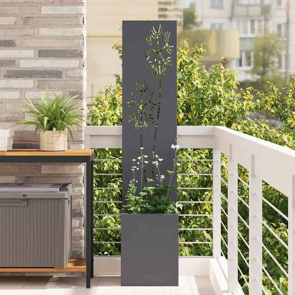 vidaXL Garten Sichtschutz-Leinwand Floral Anthrazit 32 x 150 cm