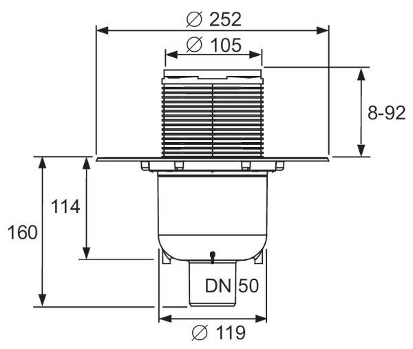 TECE Ablaufset senkrecht DN50 mit Seal Universalflansch