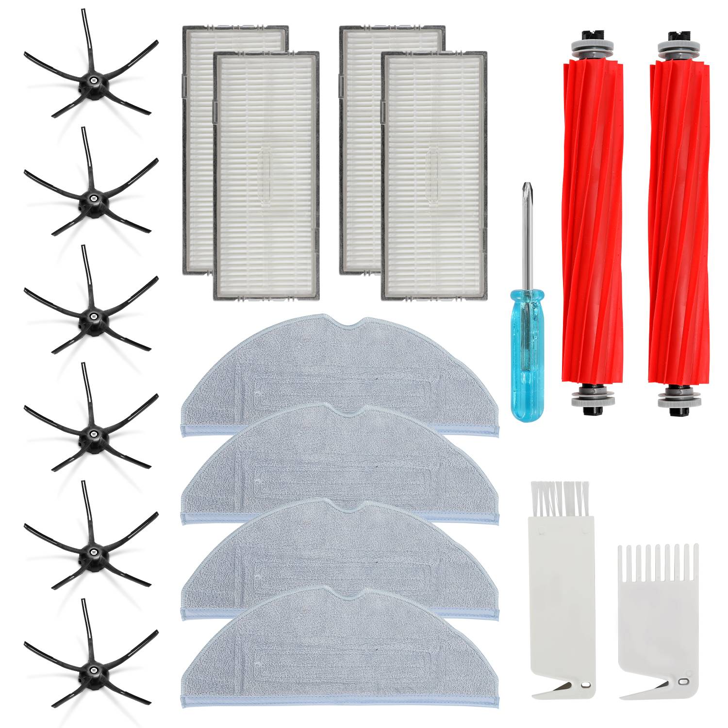 Zubehör-Set Roborock für S7 Pro Ultra/Roborock S7 MaxV Ultra, 2 selbstreinigende Bürste, 4 Filter, 6 Seitenbürste, 4 Wischtücher
