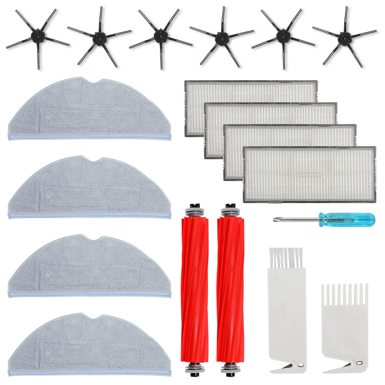 Zubehör für Roborock S7 Plus Ultra/Roborock S7 MaxV Ultra Saugroboter Ersatzteile, 2 Walzenbürste, 4 Filter, 6 Seitenbürste, 4 Wischtücher