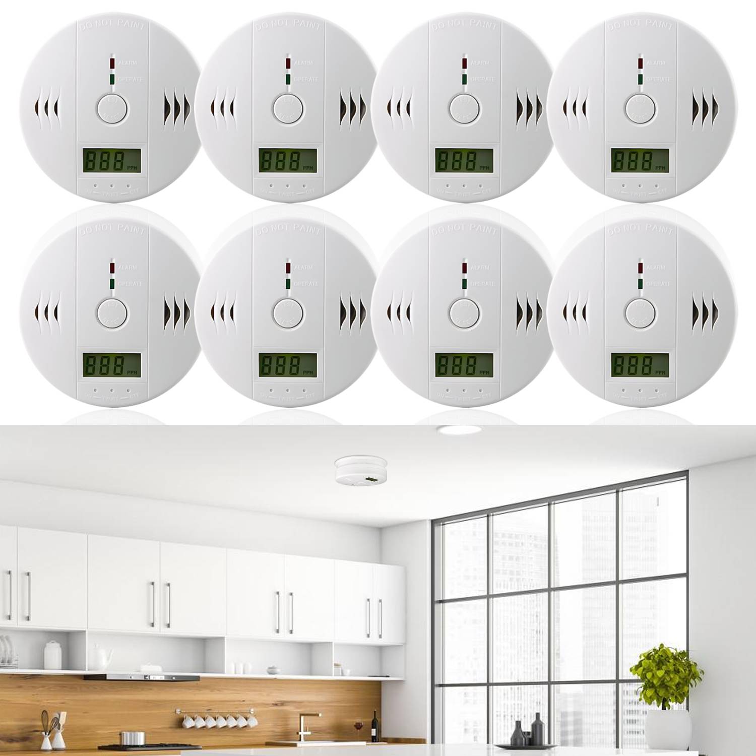 8x CO Detektor weiß Feuermelder für Haushalt 85 dB Alarm optisch & akustisch
