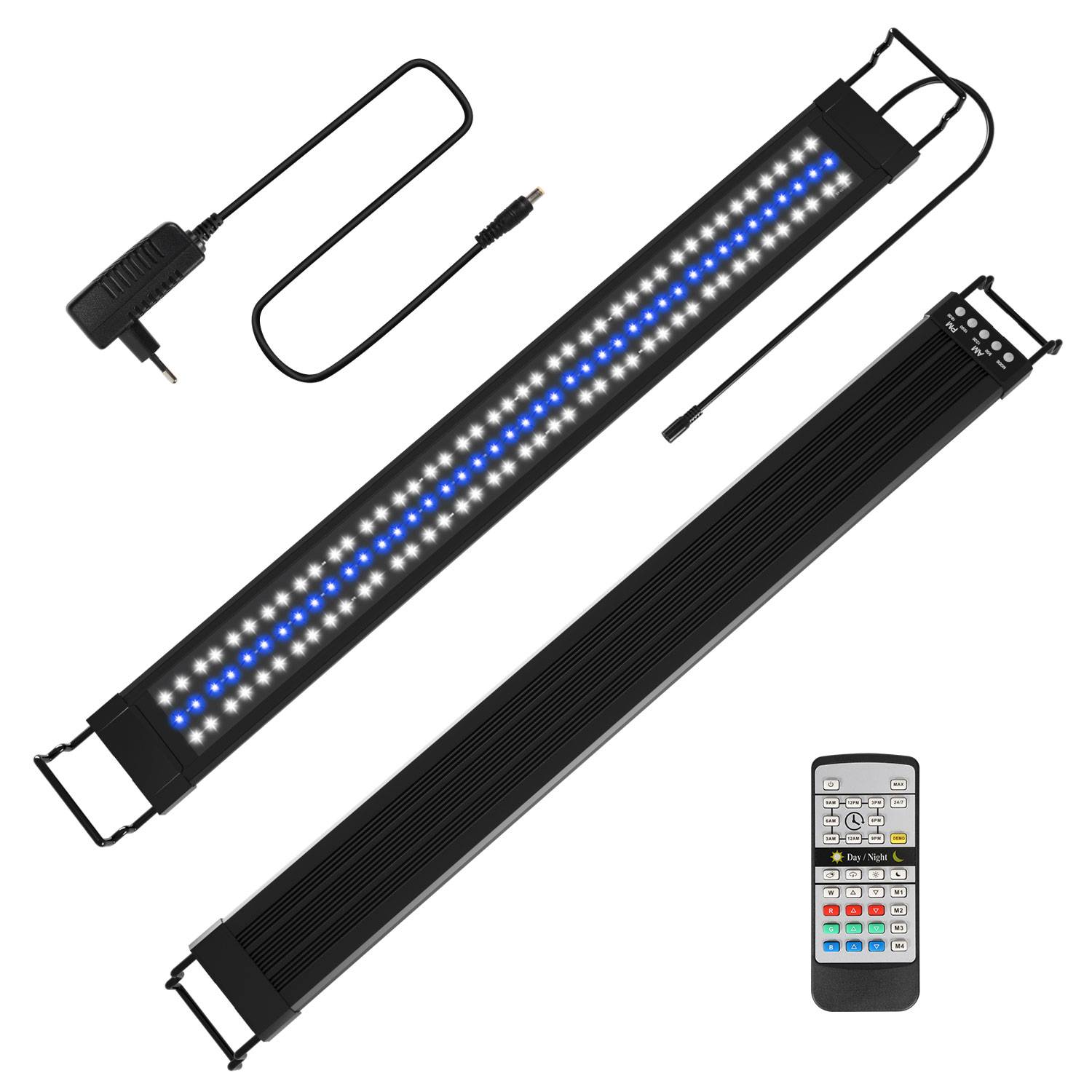 Aquarium Lampe für 90-120CM Aquarium,LED Aquarium Beleuchtung IPX44 Wasserdicht 2 Modi(Tag,Nacht),Aquarium Licht ausziehbare Halterung Vollsprektum