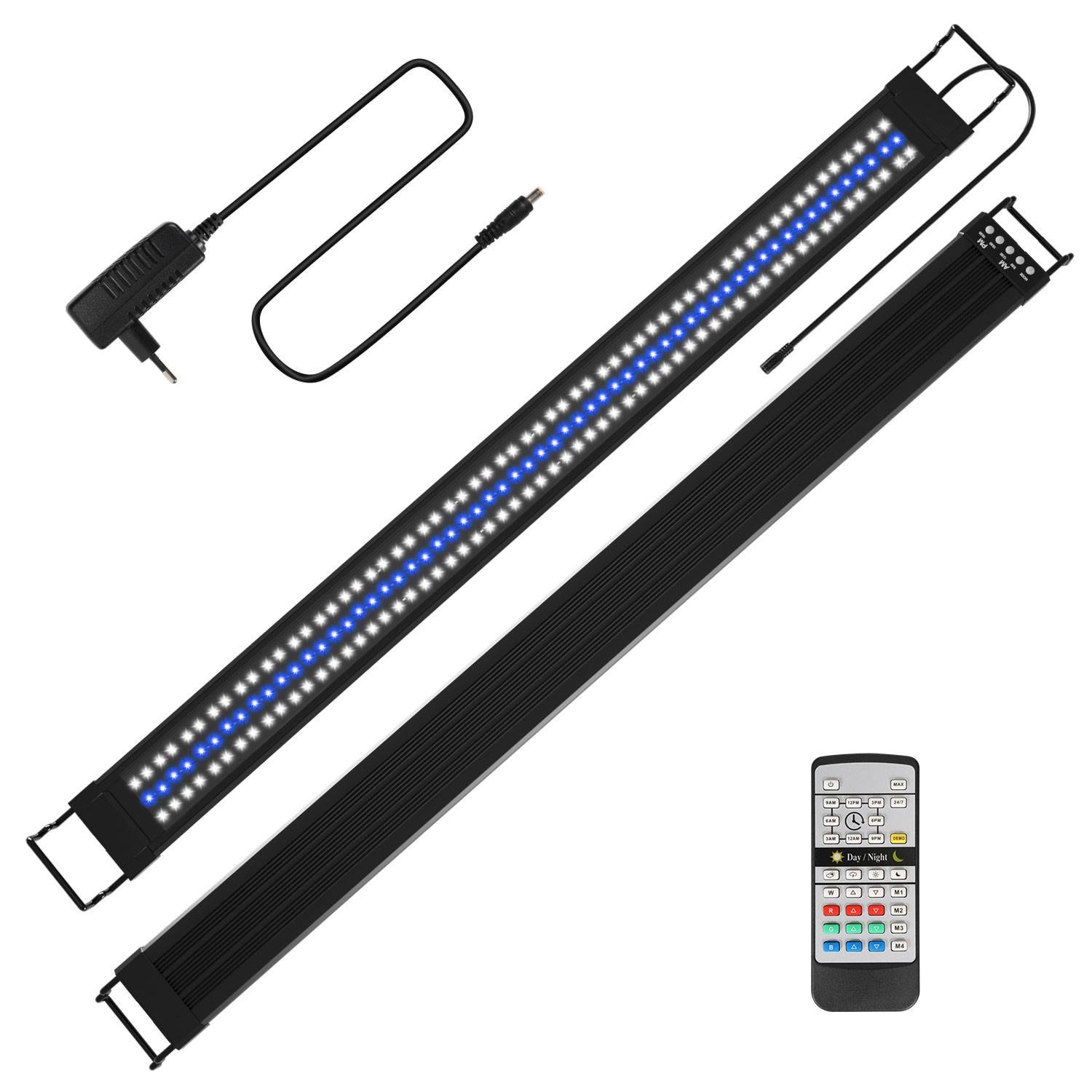 Aquarium Lampe für 120-140CM Aquarium,LED Aquarium Beleuchtung IPX44 Wasserdicht 2 Modi(Tag,Nacht),Aquarium Licht ausziehbare Halterung Vollsprektum