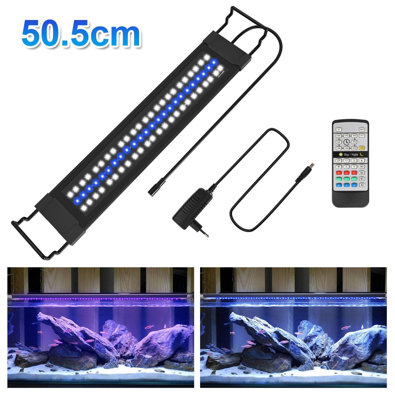 50.5cm LED Aquarium Lampe Tank Leuchte RGB Dimmbar Beleuchtung mit Fernbedienung