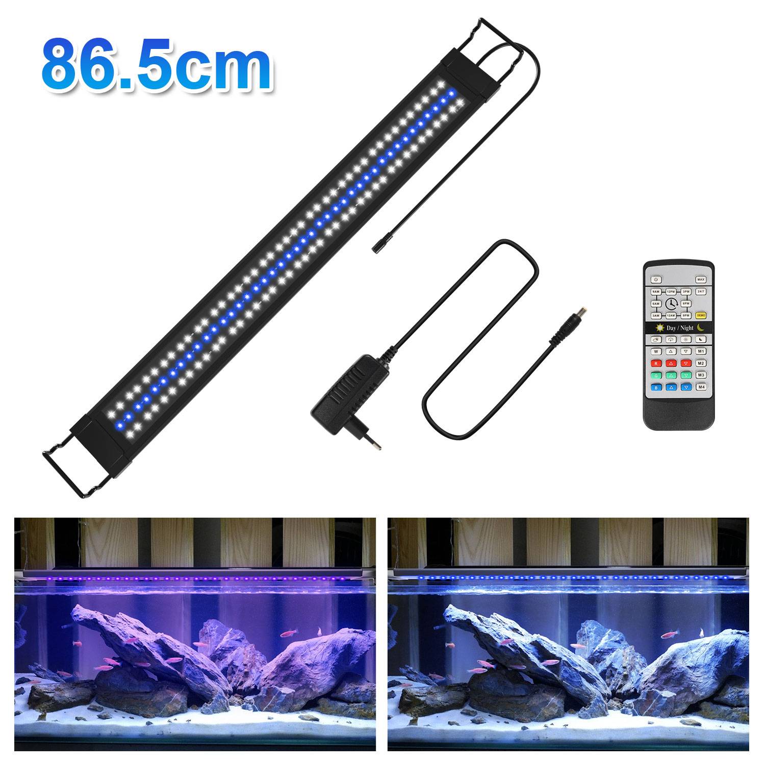 86.5cm LED Aquarium Lampe Tank Leuchte RGB Dimmbar Beleuchtung mit Fernbedienung