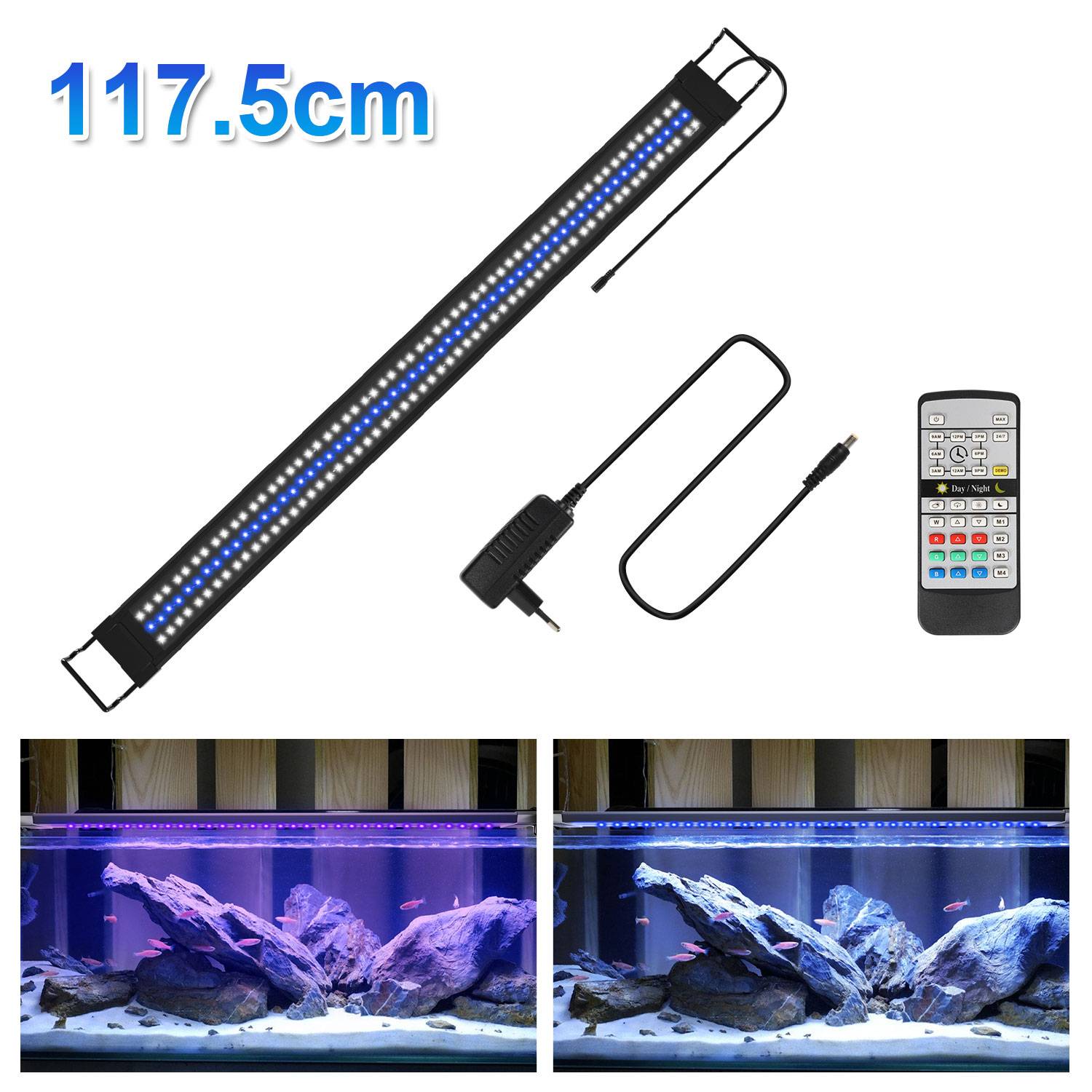 117.5cm LED Aquarium Lampe Tank Leuchte RGB Dimmbar Beleuchtung mit Fernbedienung
