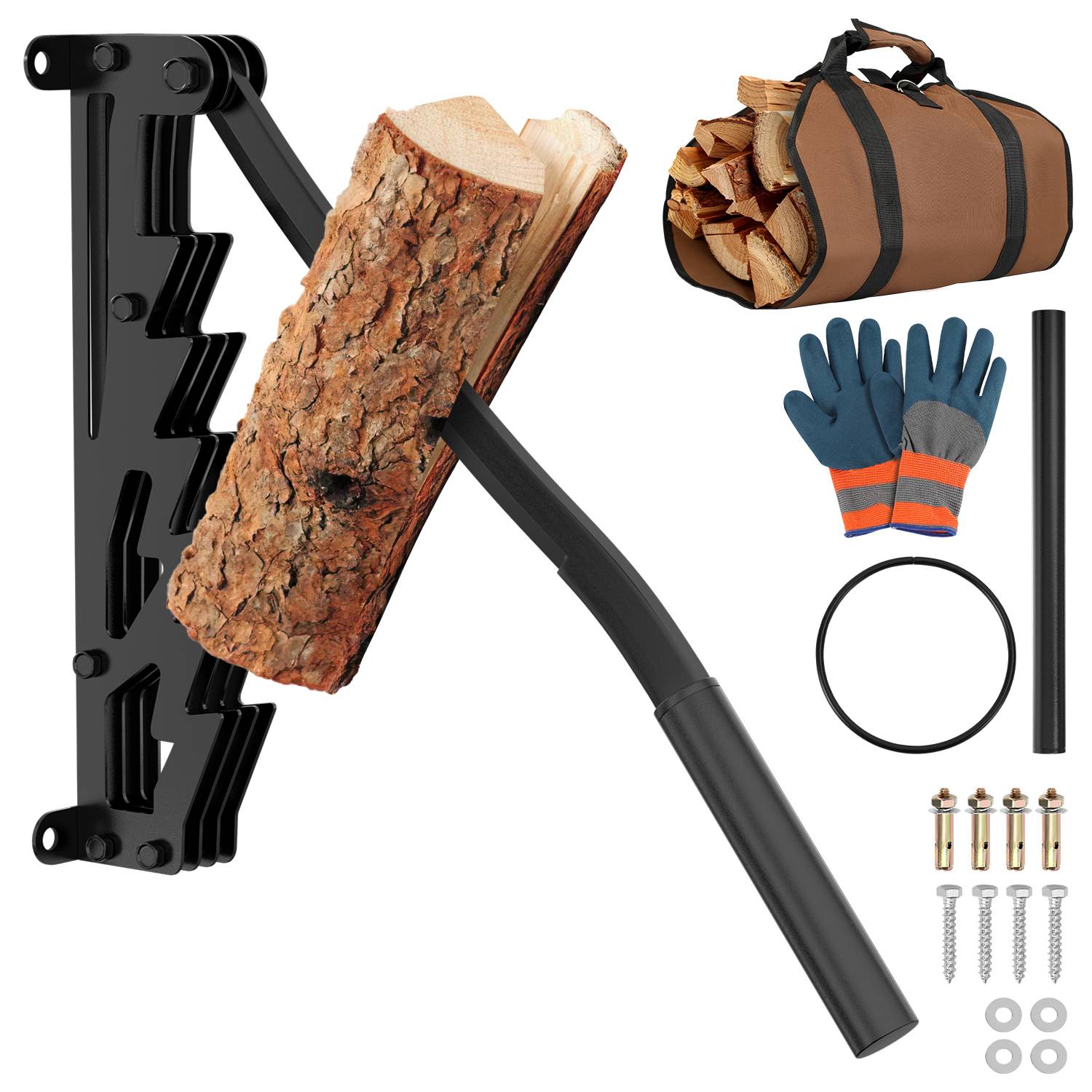 Handholzspalter Hand-Holzspalter, Manueller Holzspalter, Kaminholzspalter Brennholzspalter mit Tasche für Holzofen und Kamin Abnehmbarer verlängerte