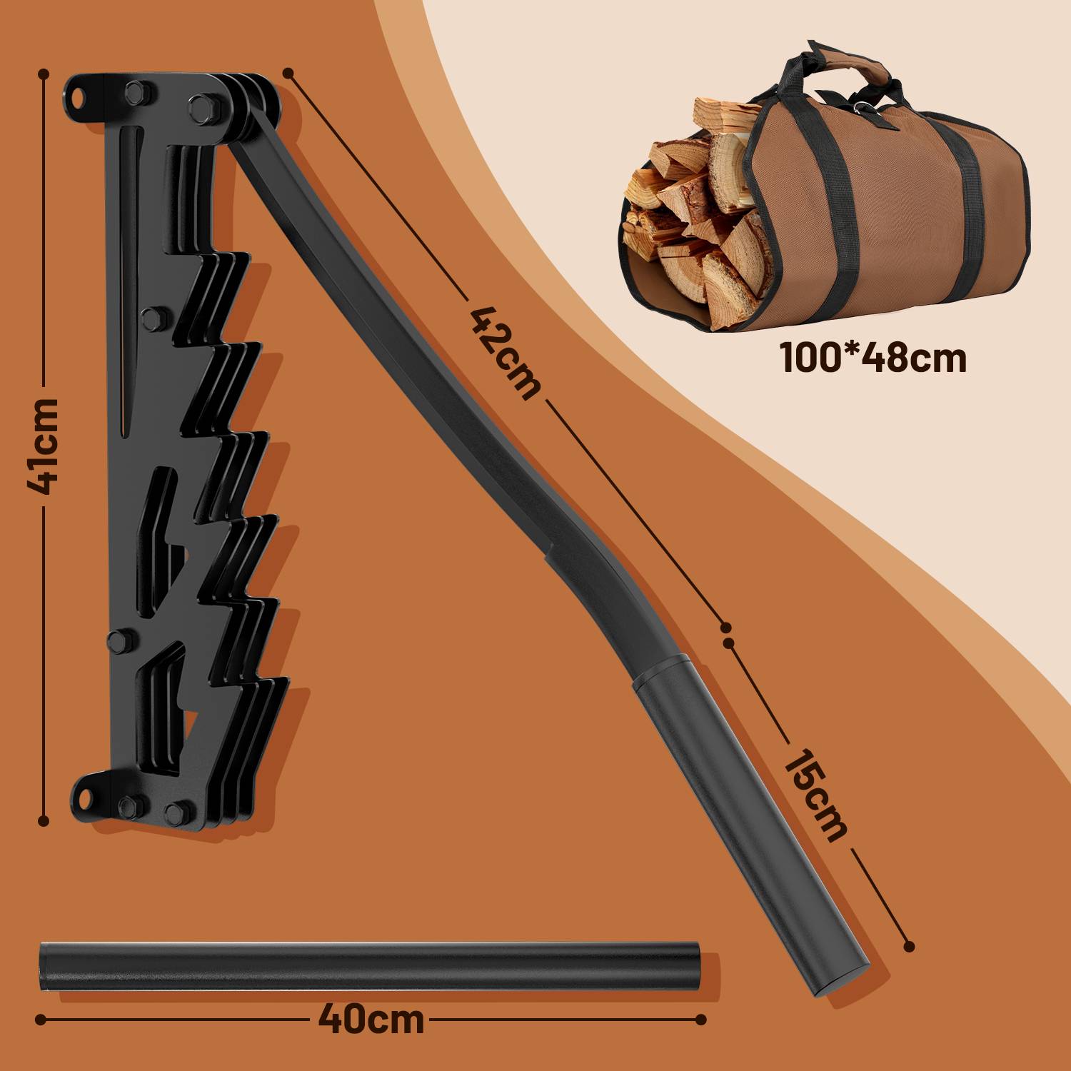 Handholzspalter Hand-Holzspalter, Manueller Holzspalter, Kaminholzspalter Brennholzspalter mit Tasche für Holzofen und Kamin Abnehmbarer verlängerte