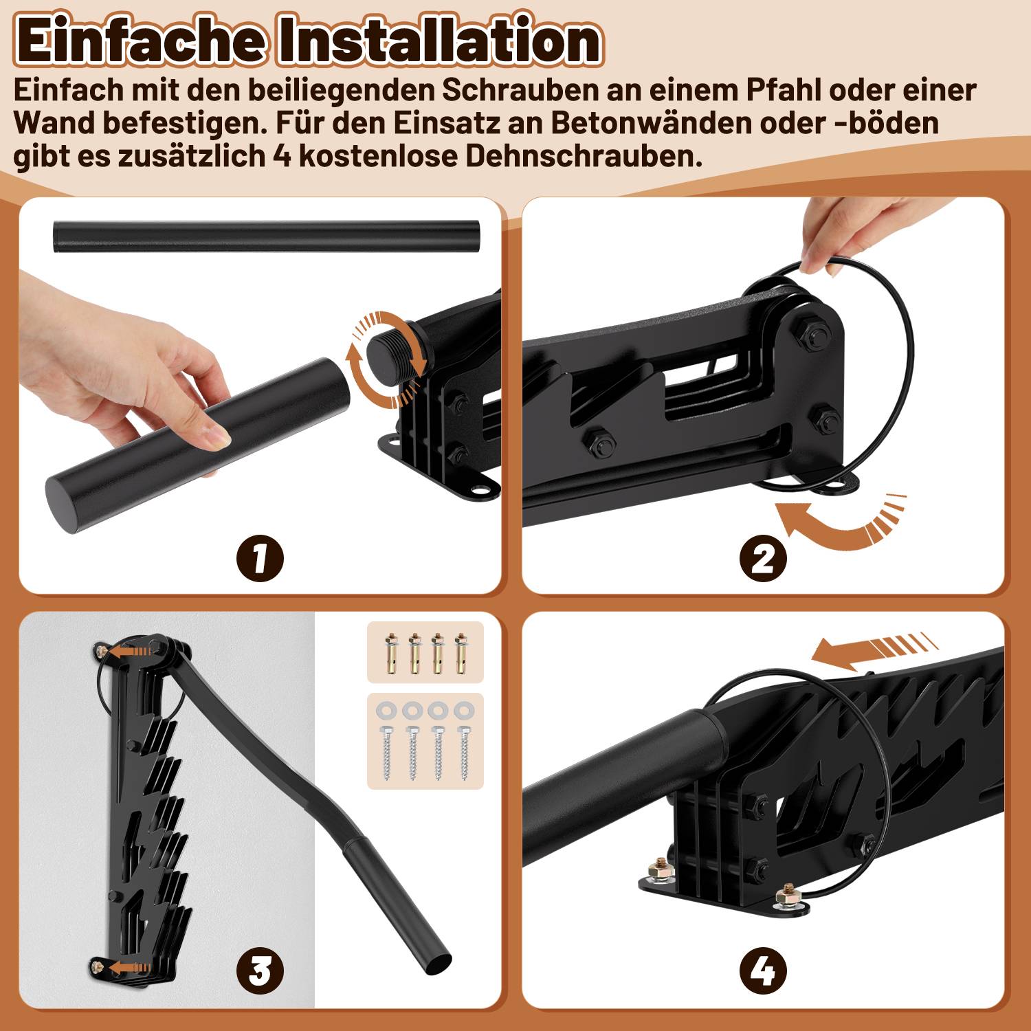 Handholzspalter Hand-Holzspalter, Manueller Holzspalter, Kaminholzspalter Brennholzspalter mit Tasche für Holzofen und Kamin Abnehmbarer verlängerte