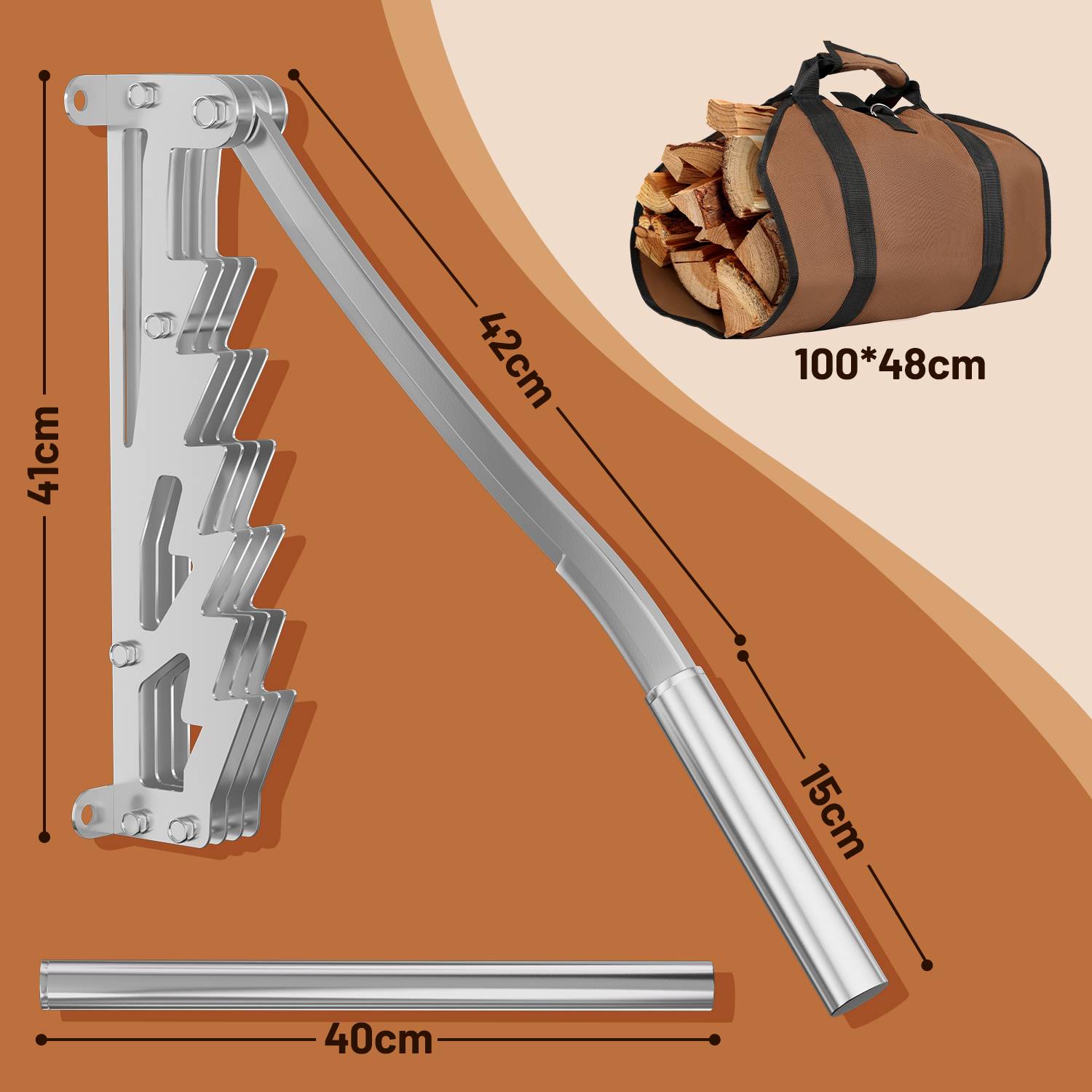 Handholzspalter Hand-Holzspalter, Manueller Holzspalter, Kaminholzspalter Brennholzspalter mit Tasche für Holzofen und Kamin <br> Nicht abnehmbarer