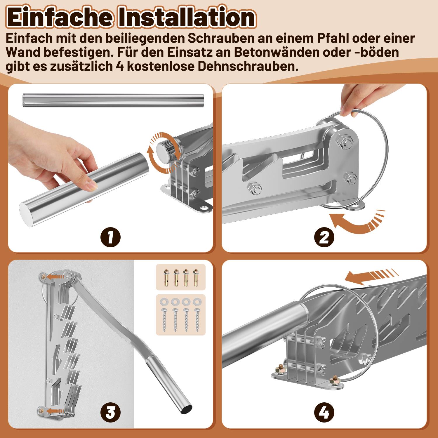 Handholzspalter Hand-Holzspalter, Manueller Holzspalter, Kaminholzspalter Brennholzspalter mit Tasche für Holzofen und Kamin <br> Nicht abnehmbarer
