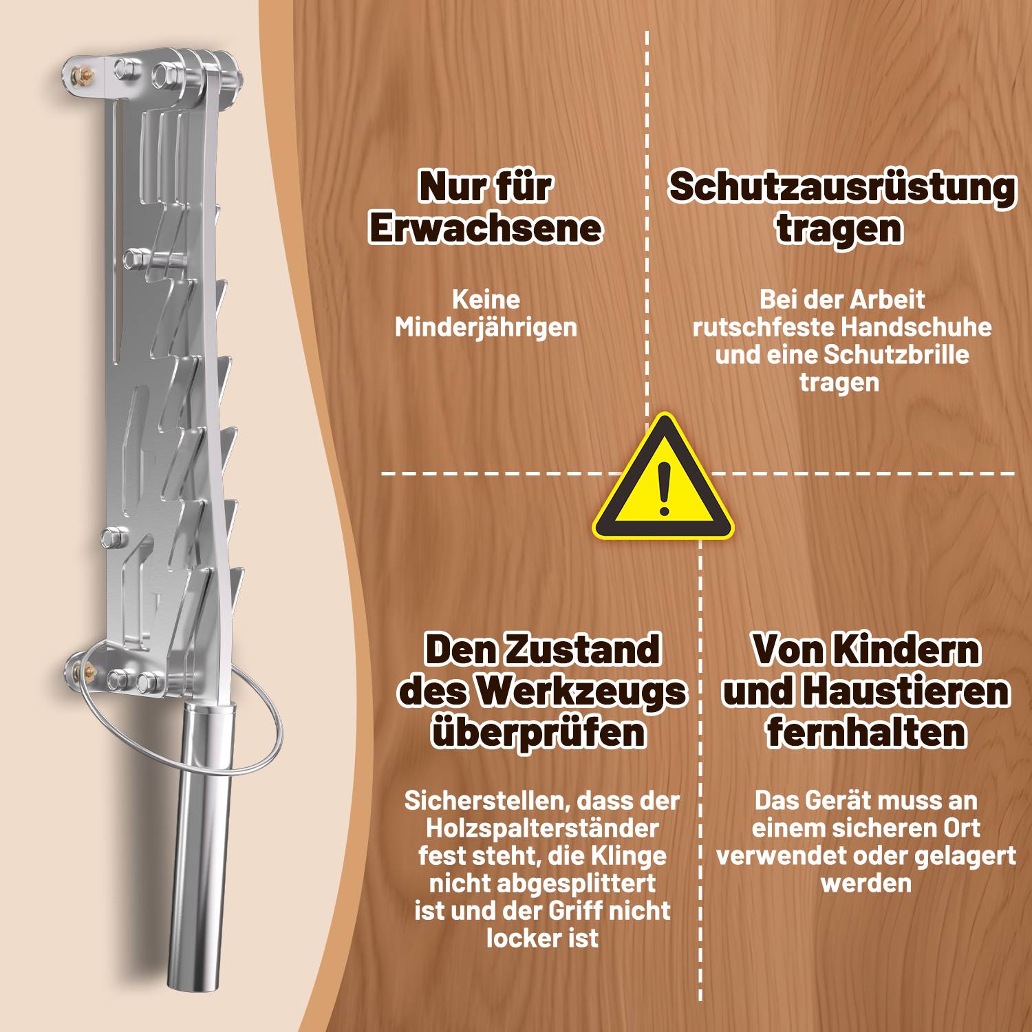 Handholzspalter Hand-Holzspalter, Manueller Holzspalter, Kaminholzspalter Brennholzspalter mit Tasche für Holzofen und Kamin <br> Nicht abnehmbarer